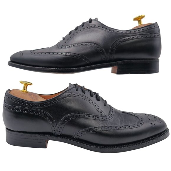 Church's Famous English Shoe Men 10 Black Leather Wingtip Benchmade Dress Oxford - Picture 5 of 15